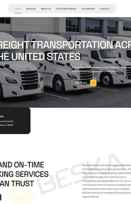 zrada web sajta za Beska INC USA transport - CodeArt Studio