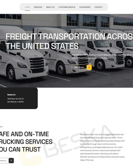 zrada web sajta za Beska INC USA transport - CodeArt Studio