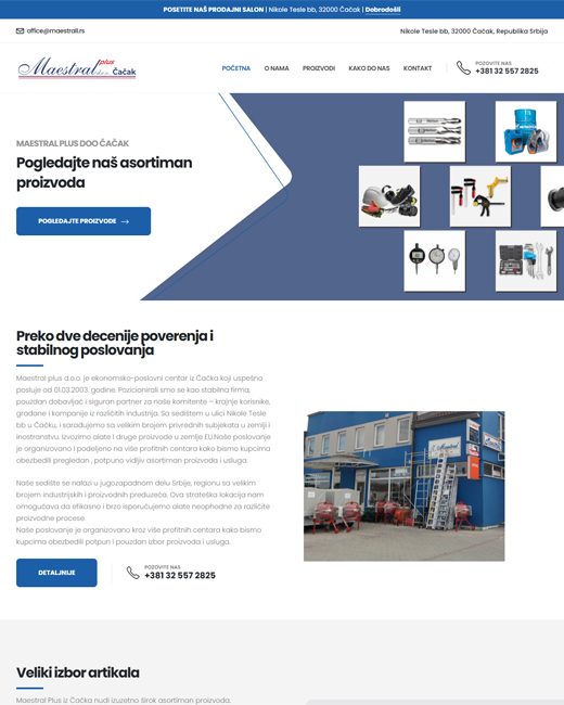 Izrada web sajta za Maestral Plus Čačak - CodeArt Studio