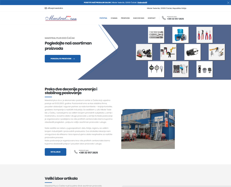 Izrada web sajta za Maestral Plus Čačak - CodeArt Studio